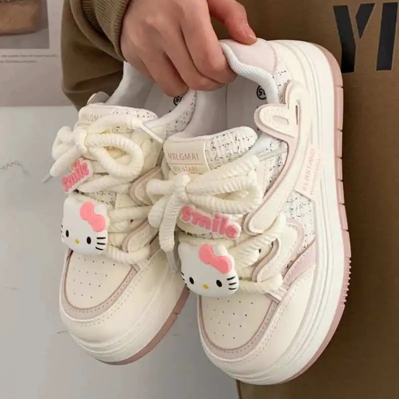 Maxy Sanrioed Hello Kitty Sneakers Kawaii Women's Shoes Fashion Breathable Sports Shoes Leather Cartoon Cute Pochacco Girl Skateboard