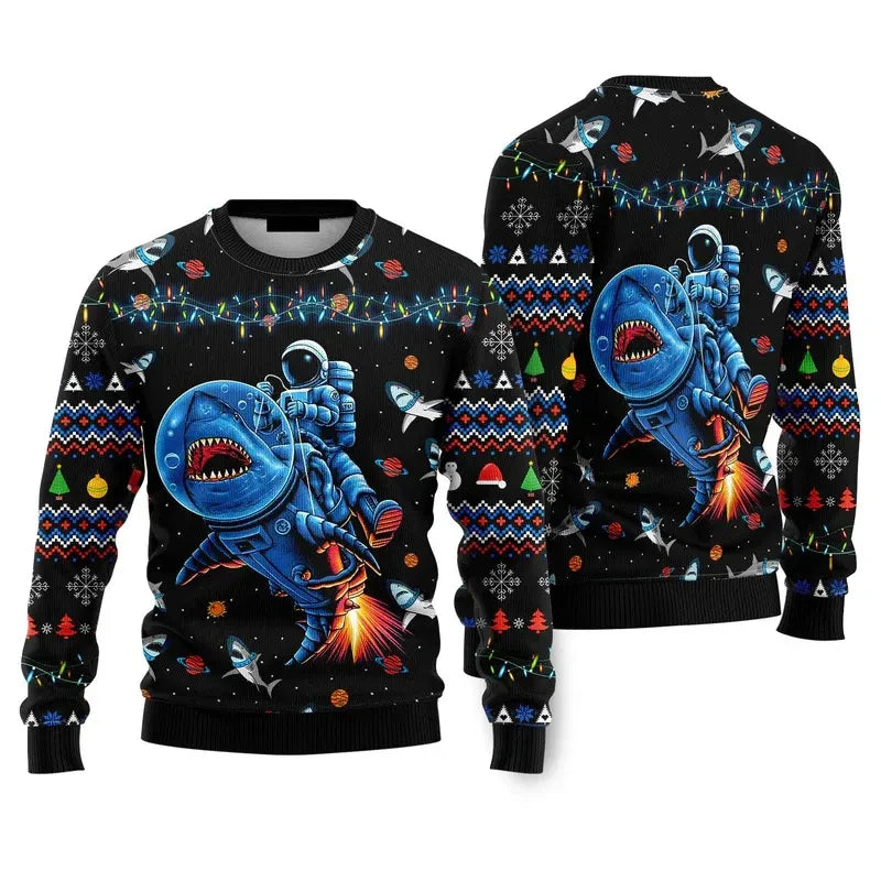Maxy Fashion Santa Claus Beer Ugly Christmas Sweater For Men Clothing 2026 New Year Hoodie Streetwear Holiday Party Sweatshirts