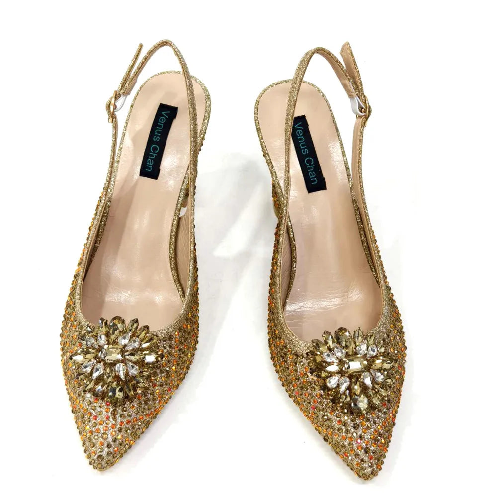 Maxy Shoes and Bags Matching Set Decorated with Rhinestone Full Diamonds Wedding Shoes Bride Designer Shoes Women Luxury