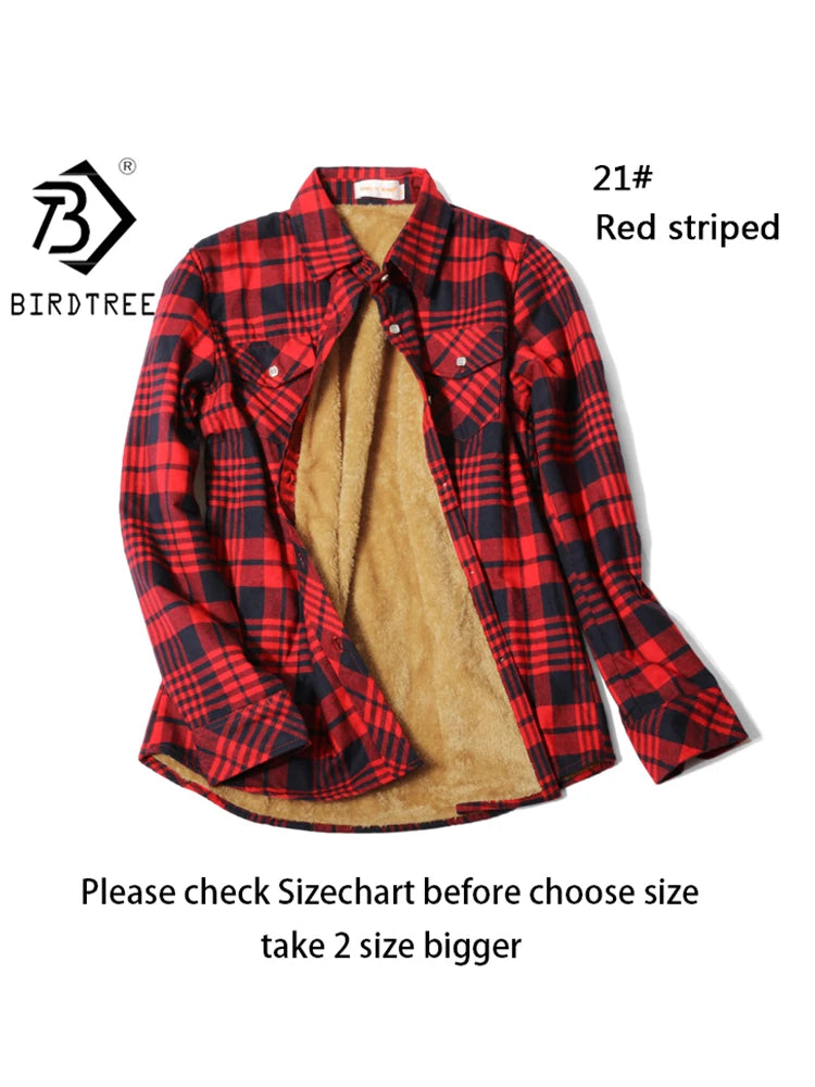 Maxy Women Plus Velvet Thicken Plaid Shirts Winter Warm Coat Jacket Brand Woman Clothes Fleece Tops Female Casual Outerwe T26701J