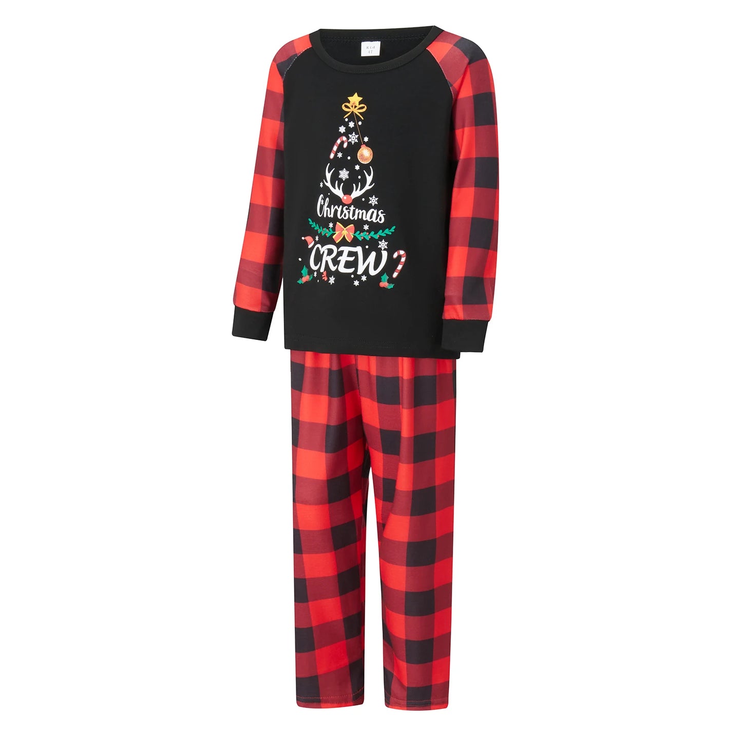 Christmas Family Pajamas Matching Set Letter Print Long Sleeve Tops and Plaid Pants Sleepwear