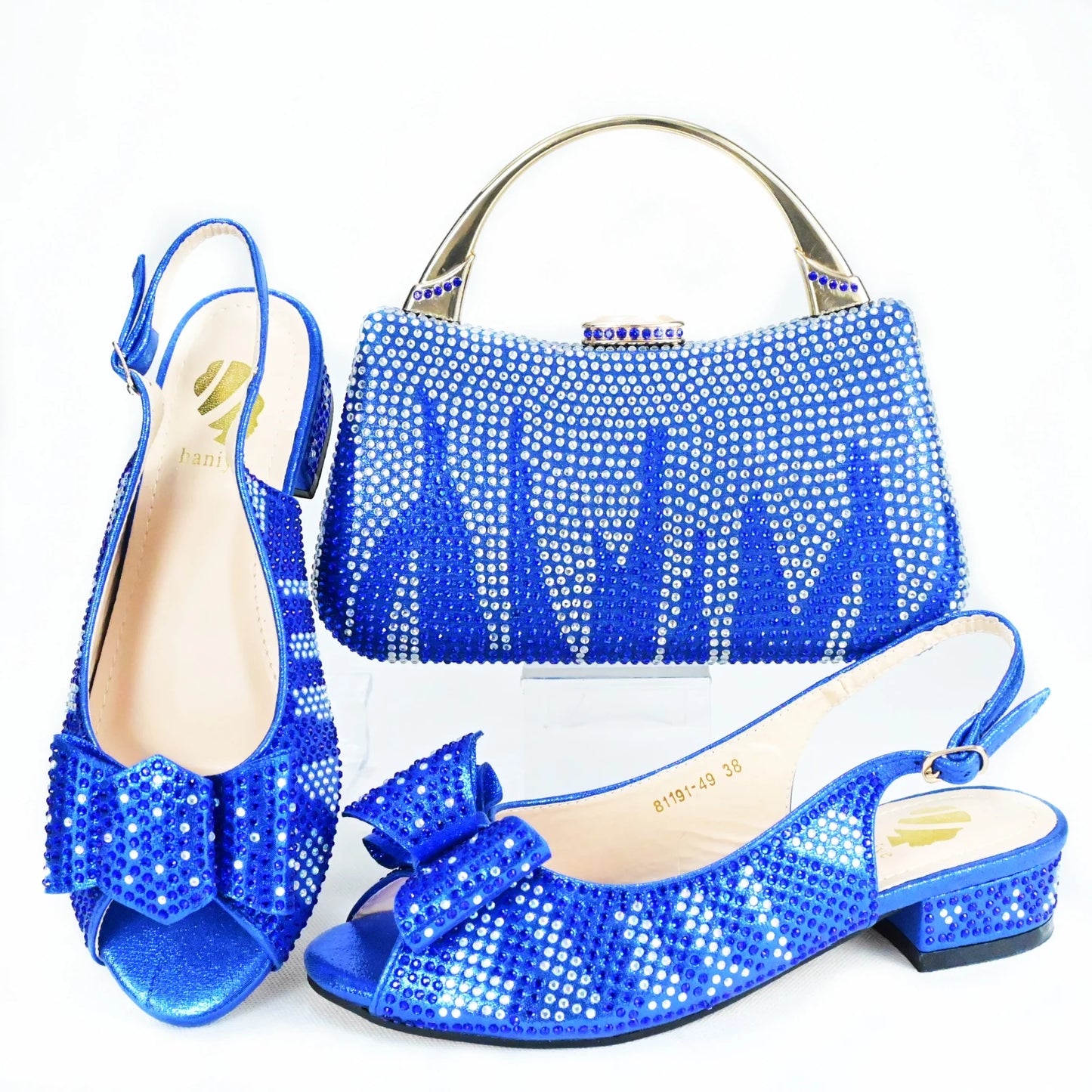 Babs High Quality 2024 Spring Summer New Design in Gold Color Casual Style Italian Women Shoes and Bag Set for Wedding Party