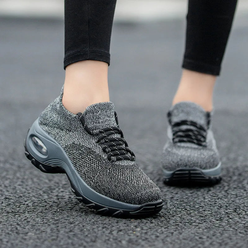 Babs Women Casual Shoes Yellow Walk Shoes Arch Support Casual Sneakers Air Cushion Sport Running Shoes Breathable Autumn Sock Sneaker