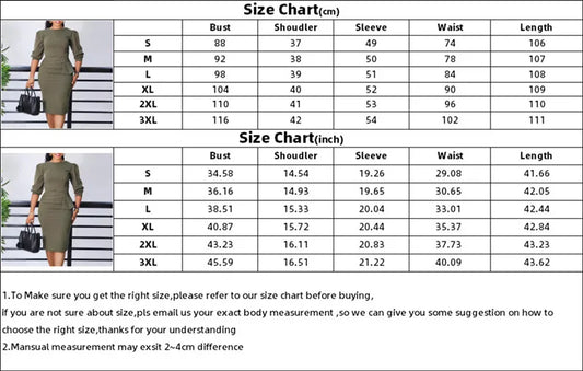 Maxy Office Lady Dresses for Women Streetwear Half Sleeve Clothing Large Size Knee Length Dresses New Pleated Midi Dress Black