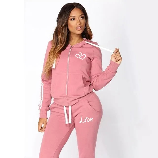 Maxy Fashion Women Tracksuits Long Sleeve Zipper Hoodies and Trousers Sport Suits Ladies Casual Hoodies Slim Jogging Suits