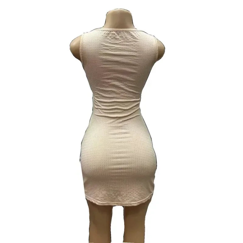 Maxy Sexy Luxury Diamonds 3D Flowers Mini Dress Women Sleeveless Cut Out Sparkly Rhinestone Bodycon Dress Celebrity Cocktail Party