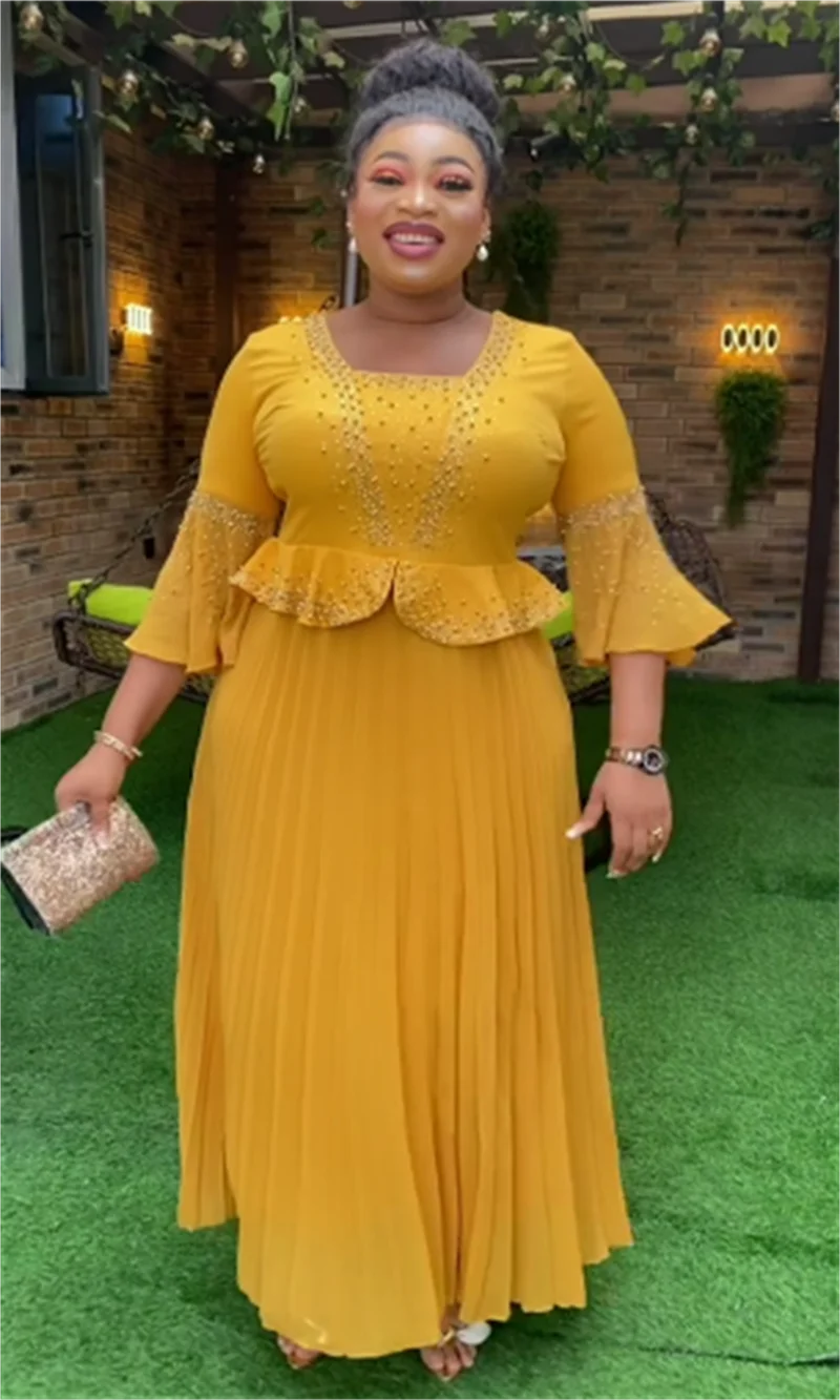 Amay Dashiki Turkey Dresses Elegant For Women Wedding Party Evening Gown Dubai Kaftan Abayas Plus Size Chiffon Boubou