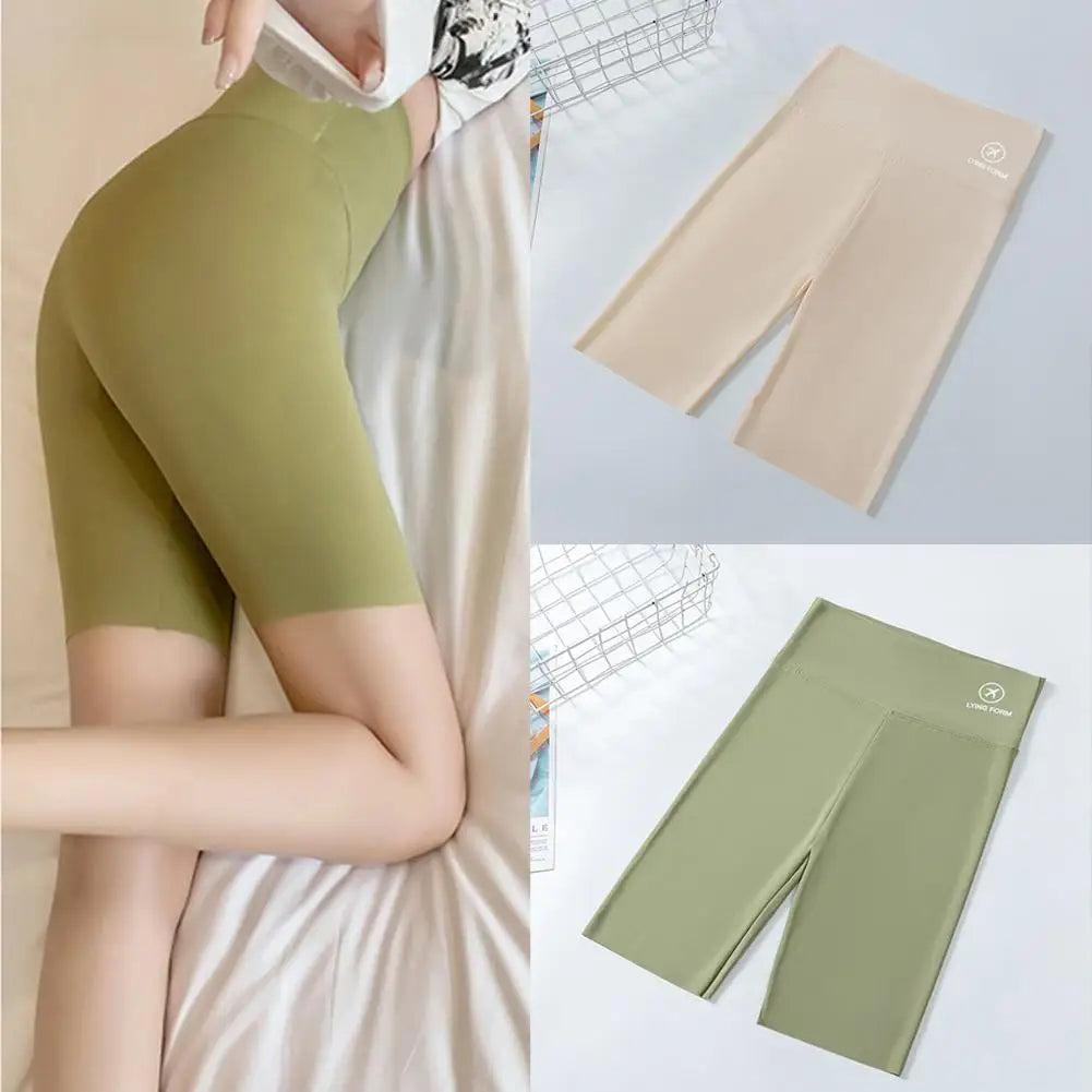 Zay Women's Summer Thin Ice Silk Safety Pants Anti-Exposure Outer Wearable Leggings Seamless Yoga Shark Pants