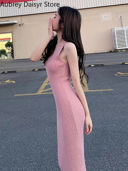 Maxy Elegant Sweet Knitted Dress Women Winter Korean Vintage Chic High Collar Sweater Dress Casual Slim 2 Piece Sets Womens Outfits