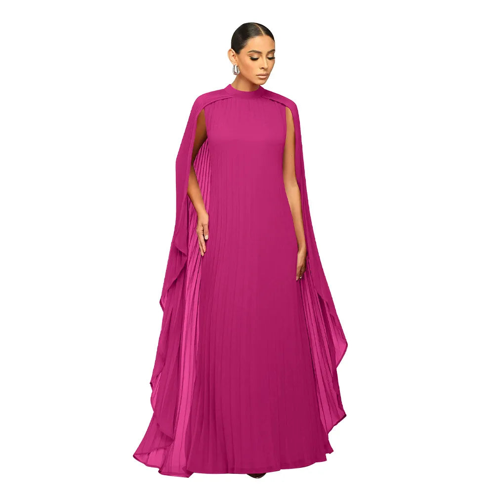 Maxy Dashiki African Dresses for Women Spring Fashion O-neck Long Sleeve Solid Color Long Maxy Dress African Clothes Women
