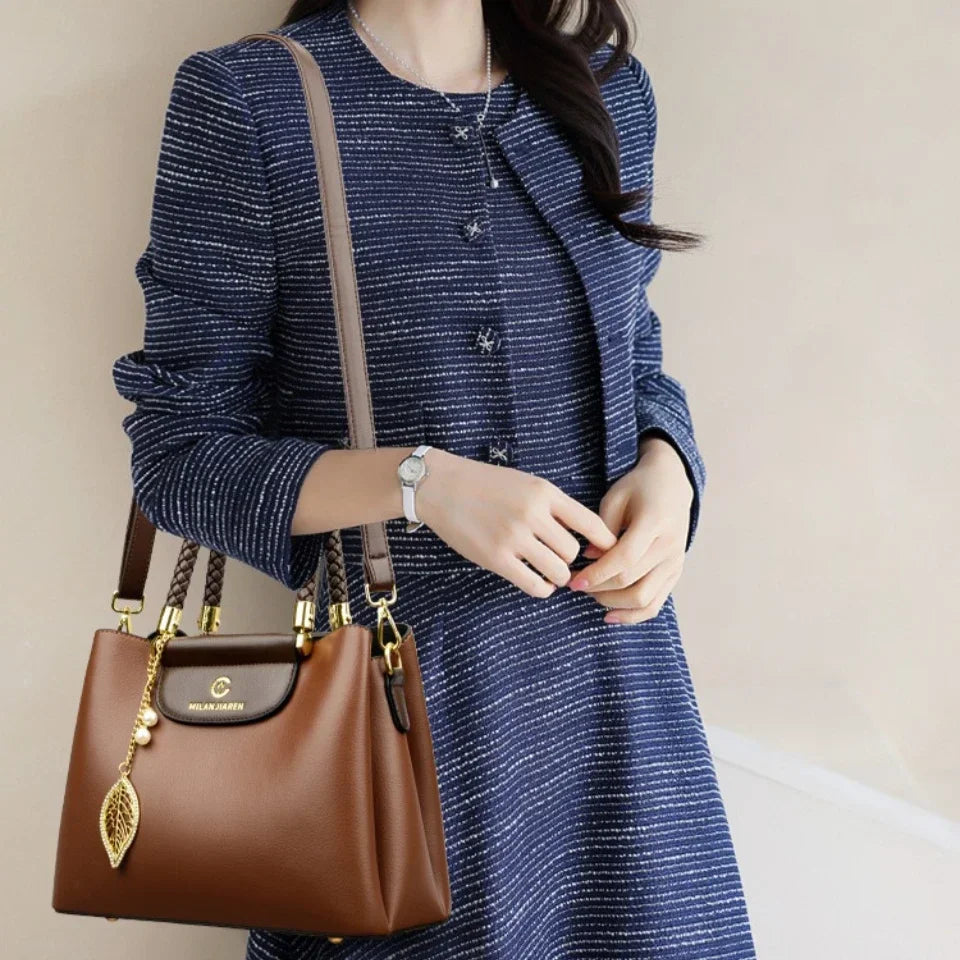 Maxy Genuine Soft PU Leather Handbags for Women Vintage Shoulder Tote Bag Luxury Designer Ladies Large Capacity Purse Bags Sac A Main