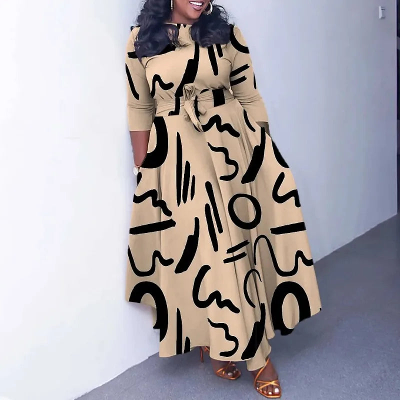 Maxy Dresses for Women Plus Size Party Dresses for Women Dashiki Ankara Gowns Elegant Print Muslim Maxy Dress