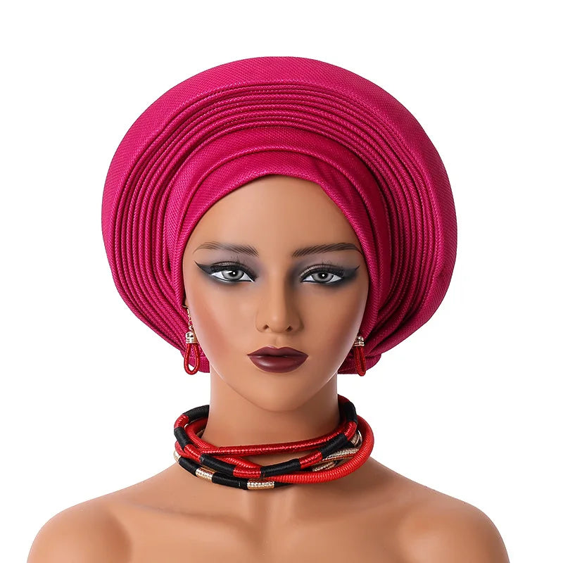 Maxy Gele Head tie Auto Gele Turban Head warp Already Made African Turban Cap Party Women Muslim Hijab Headscarf Bonnet Hat