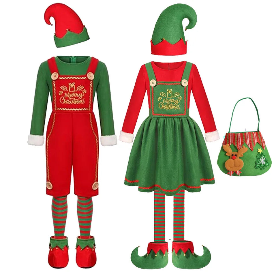 Kid & Adult Christmas christmas Elf Boys Girls Cosplay Family Match Carnival Party Santa Claus Children Costume