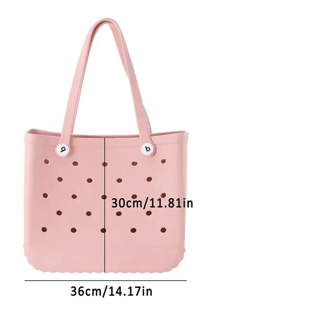 Maxy EVA Beach Tote Bag Large Waterproof Handbag with Holes for Pool Travel Picnic Outdoor Storage Washable Sandproof Shoulder Bag