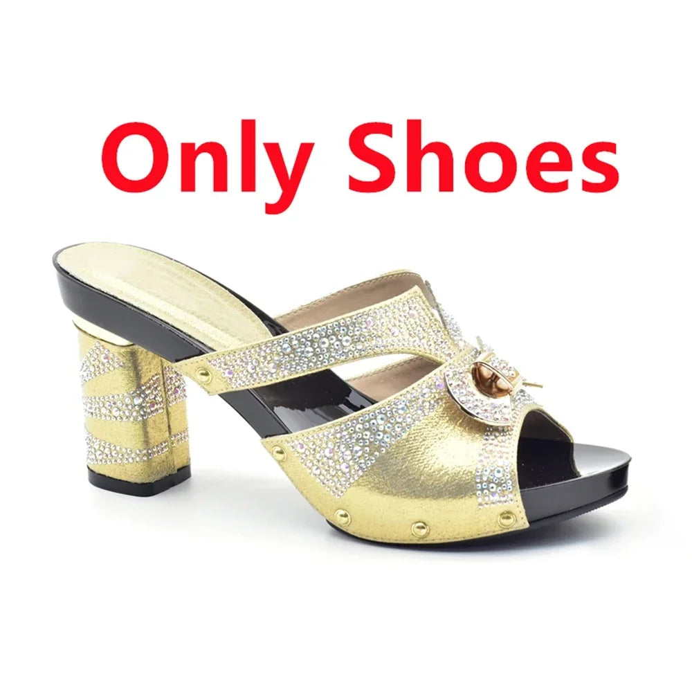 Maxy New Arrival African Matching Shoes and Bags in Women Nigerian Party Pumps Wedding Shoes Bride Wide Heels Women