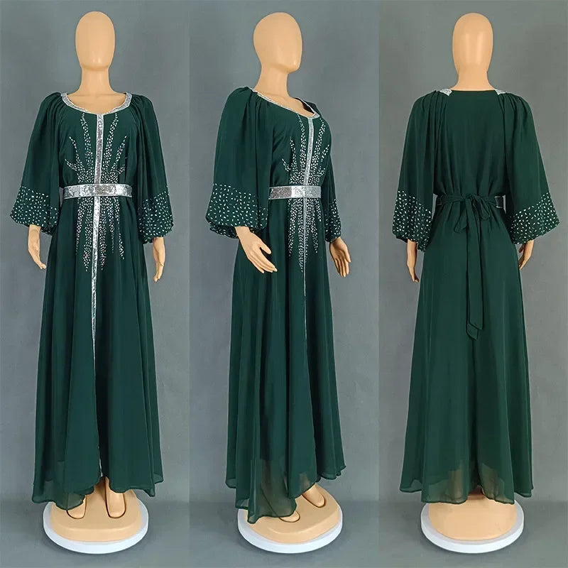 Maxy Summer African Dresses for Women Elegant African Half Sleeve O-neck Polyester Dress Gowns Kaftan Muslim Abaya Outfits