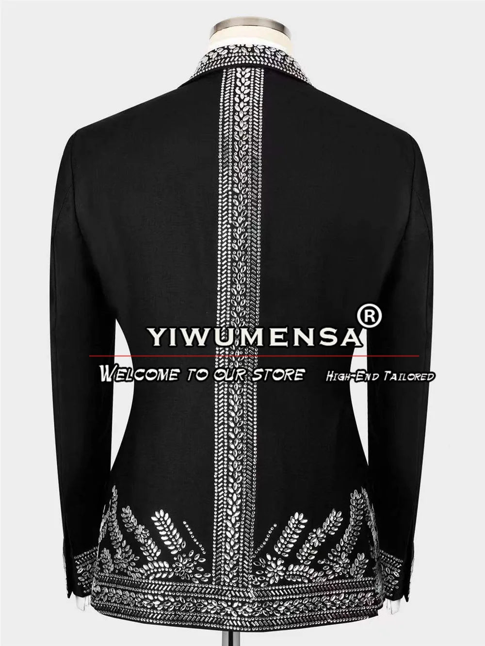 Maxy Exquisite Men Suits Heavy Glitter Beaded Handmade Wedding Groom Tuxedos 2 Pieces Male Banquet Prom Party Blazer Costume Homme