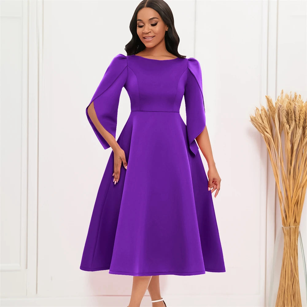 Maxy Petal Sleeve A-line Dress African Long Dresses for Women Summer Evening Wedding Party High Waist Robe Femme Plus Size Gown