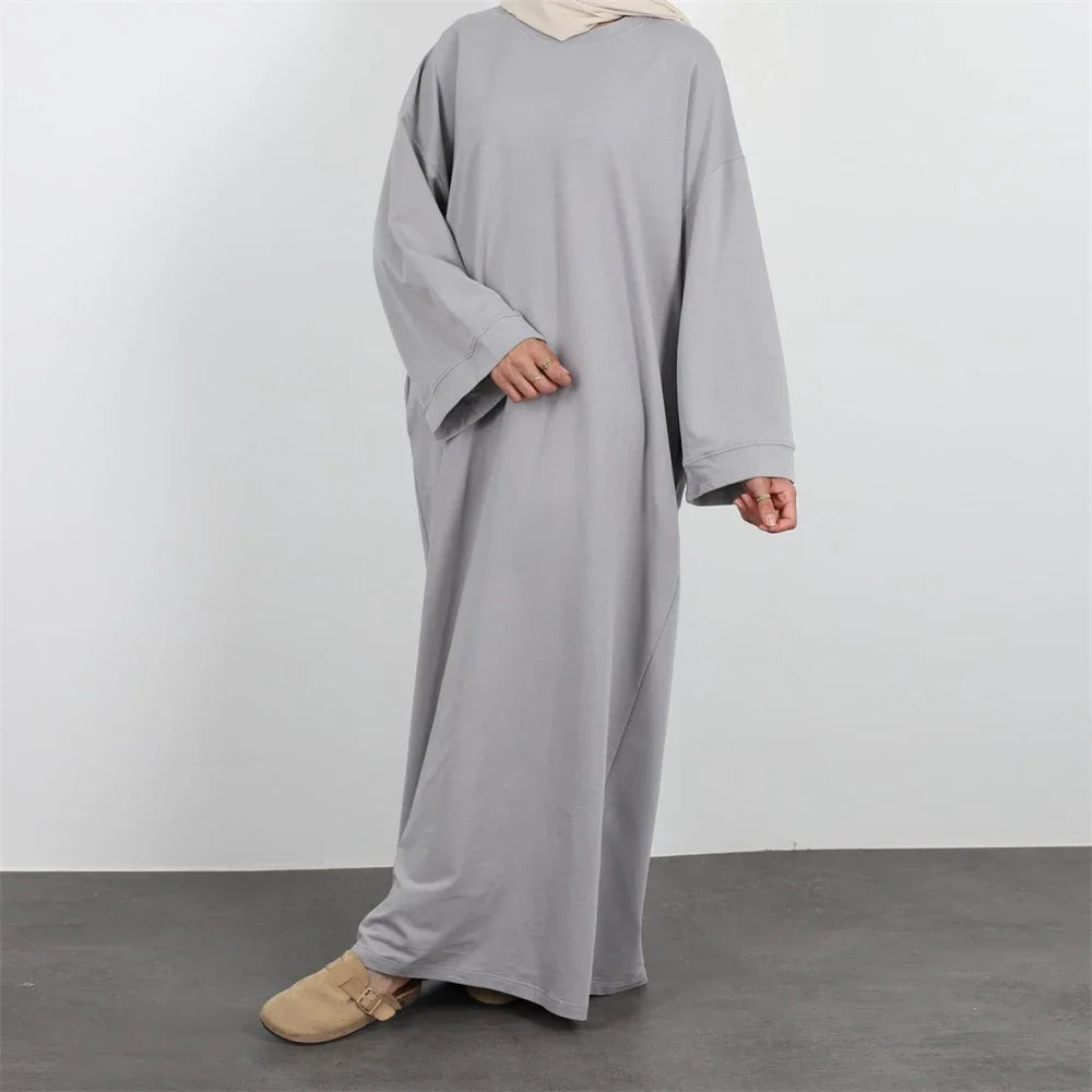 Maxy Closed Abaya Sweatshirt Muslim Dress Plain Casual Abayas for Women Dubai Traditional Turkey Islamic Clothing Kaftan Hijab Robe