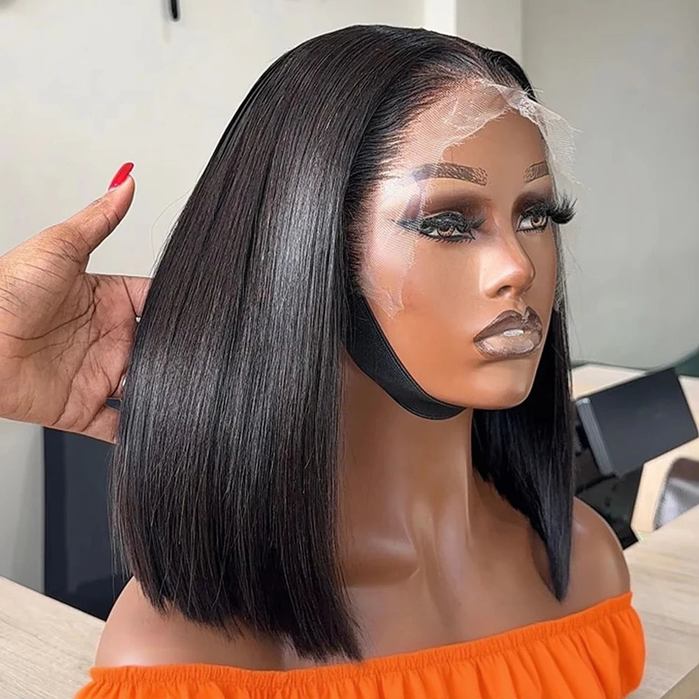 Short Bob Wig Human Hair 250% Density 13x4 13x6 HD Transparent Lace Frontal Wig Pre Plucked Wear Go Glueless Straight Wigs Huma
