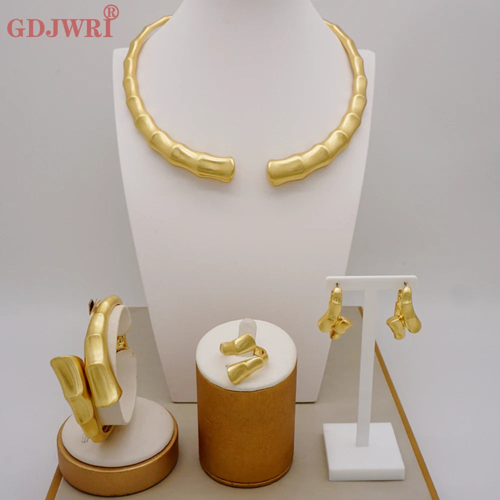 Maxy Luxury Gold Design Jewelry Set for Women Bridal Fashion Jewellery Sets Wedding Necklace and Earrings African Banquet Gift