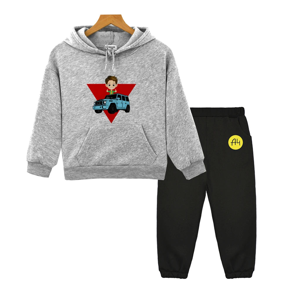 Maxy Kids Merch A4 Hoodie for Boy Suit мерч а4 Sweatshirt with Hood Children Costume Set Child Toddler Girl Winter Clothes Top Pants