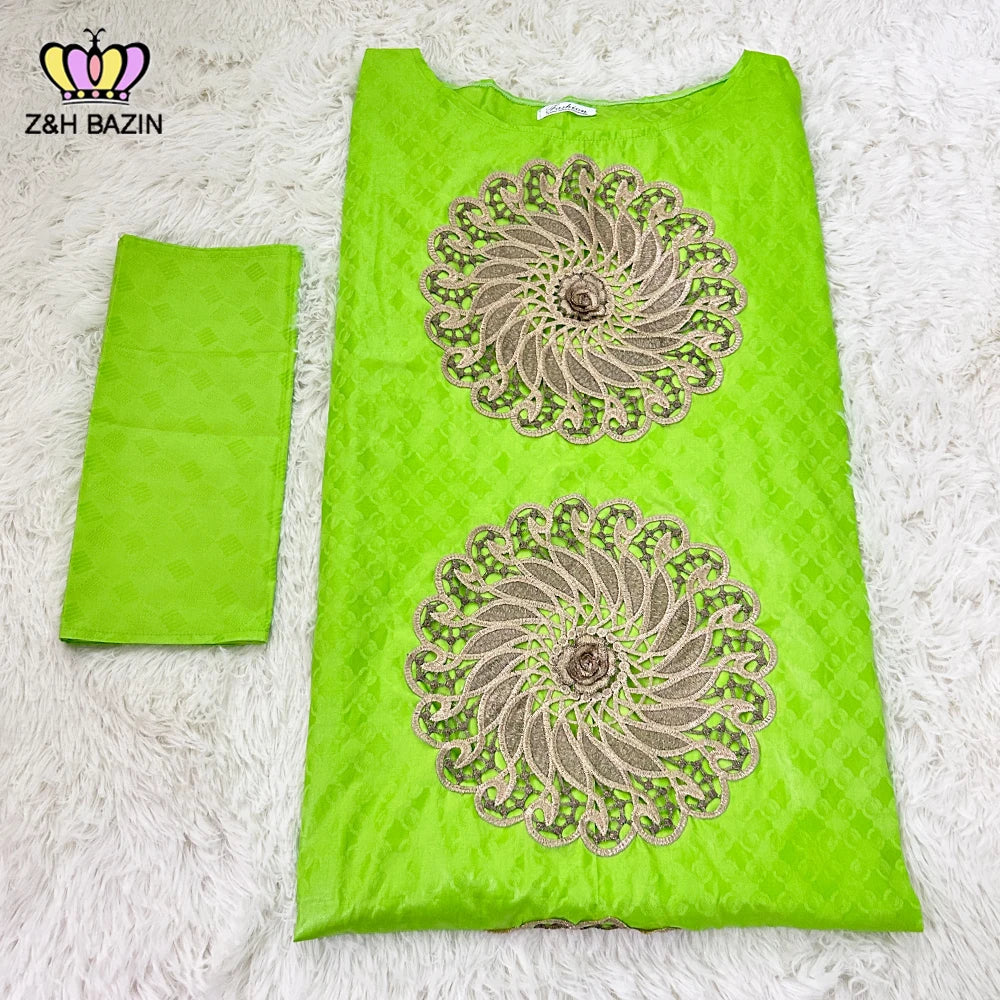Maxy Newest African Dresses For Women Turkey Designer Bazin Riche Long Dresses Dashiki Robe Wedding Gowns Green Basin Clothing