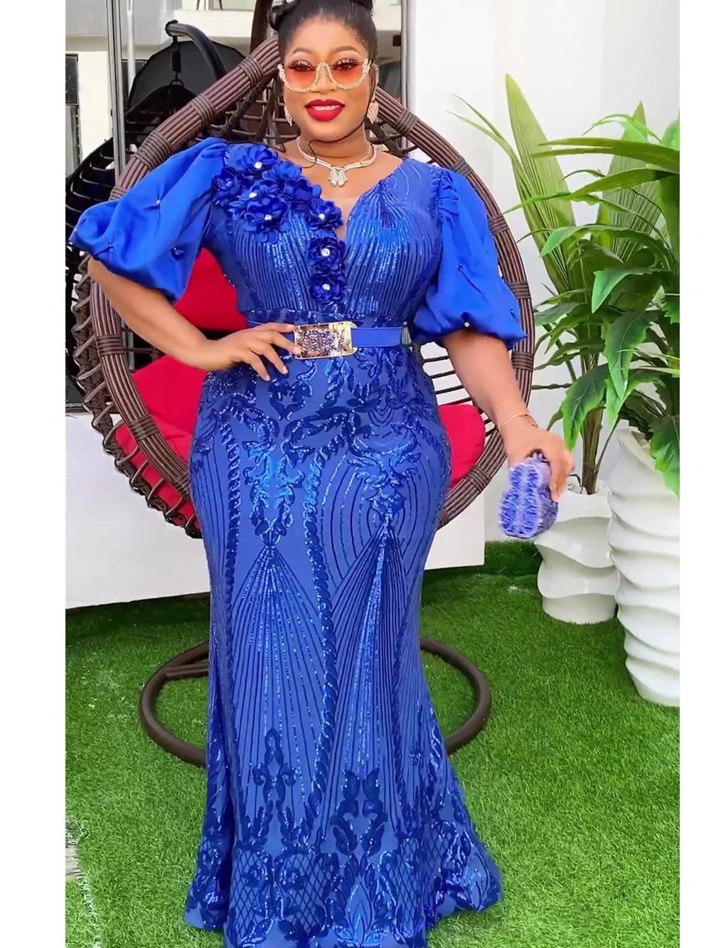 Maxy Plus Size African Party Long Dresses for Women 2024 New Evening Gowns Outfits Robe Africa Clothing