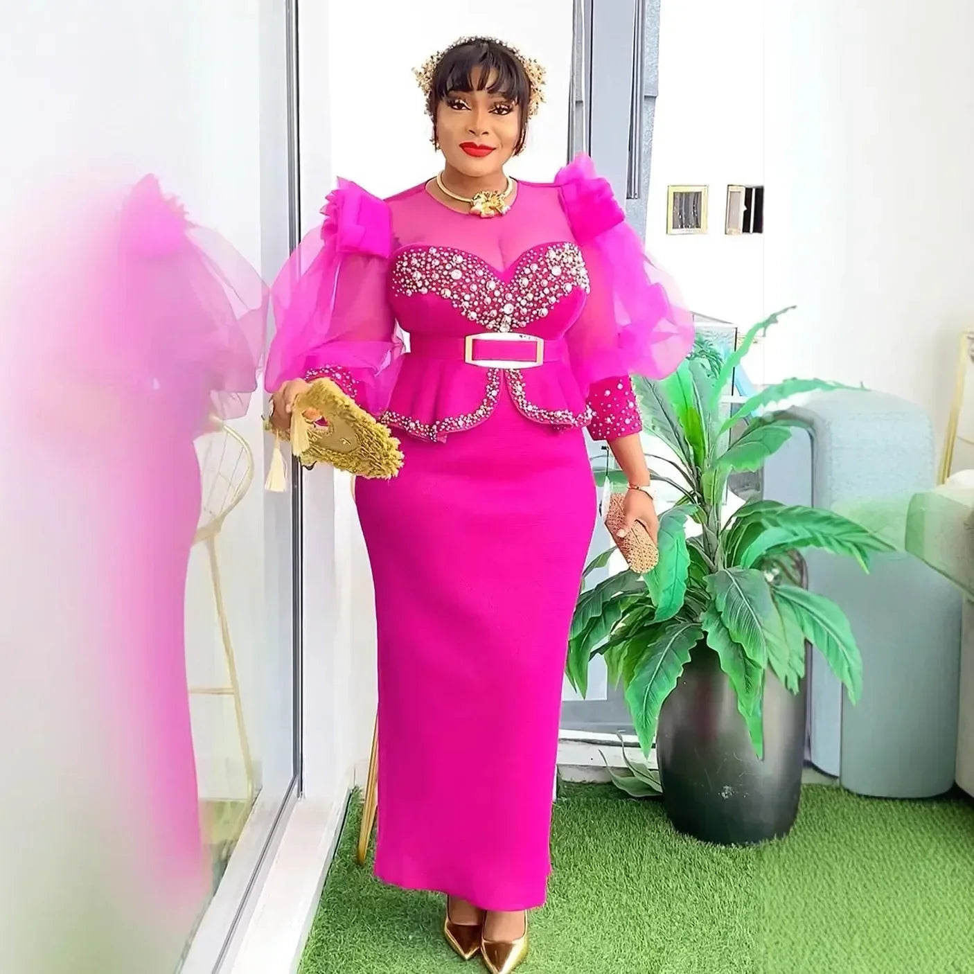 Amay Elegant Dresses for Women New Africa Clothing Plus Size Turkey Wedding Party Long Dress Dashiki Ankara Outfits Robe