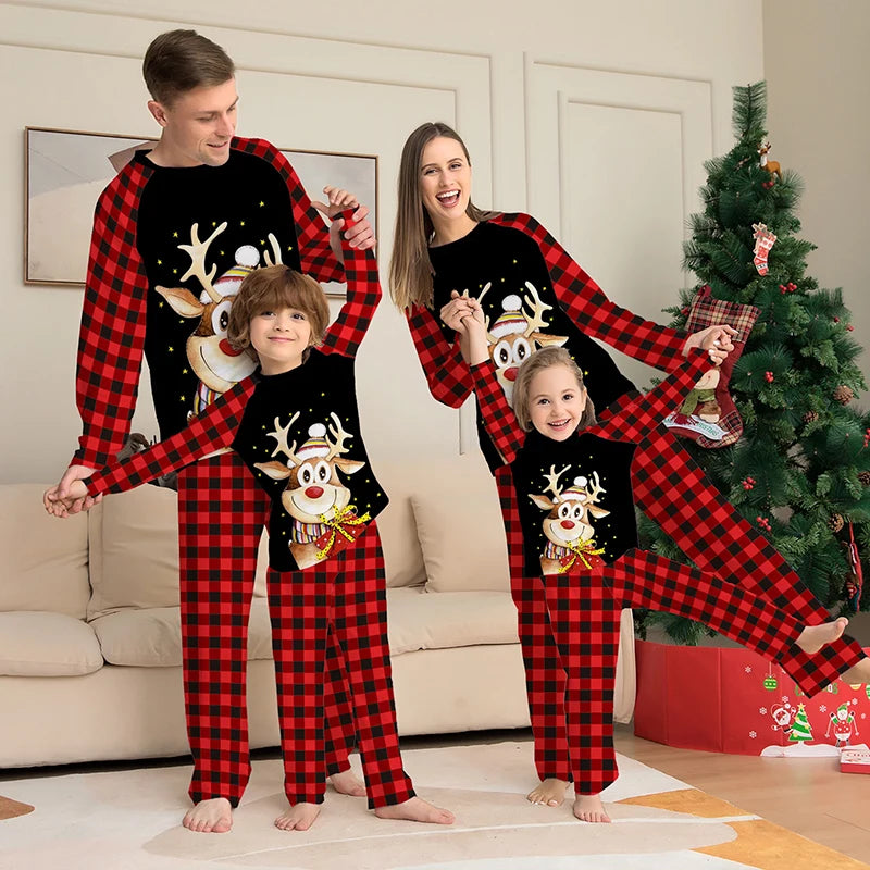 Maxy Family Matching Pajamas Mom Daughter Dad Son Clothing Set Women Men Girls Boys Pyjamas Red Sleepwear Family Look