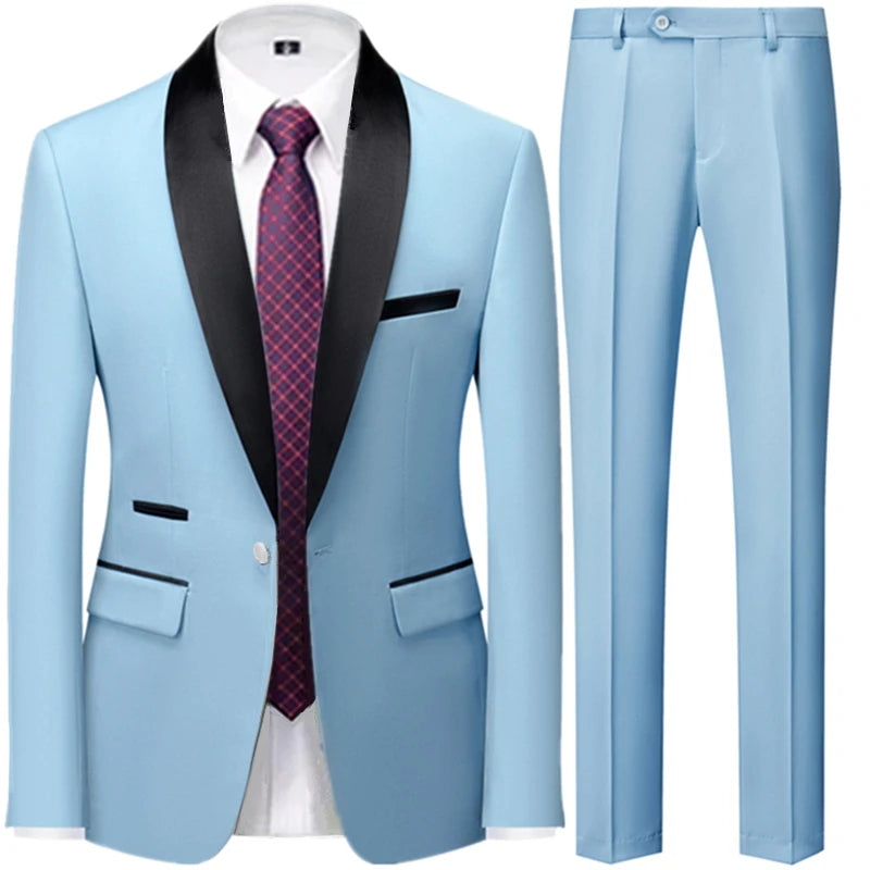 Visco Men's British Style Slim Suit 3 Piece Set Jacket Vest Pants / Male Business Gentleman High End Custom Dress Blazers Coat  S-6XL