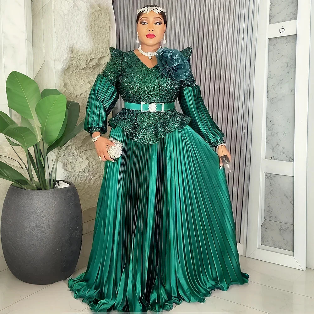 Amay Elegant Dresses for Women Luxury Sequin Evening Gown Plus Size Turkey Wedding Party Dress New Clothing