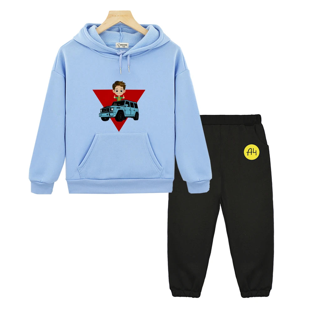 Maxy Kids Merch A4 Hoodie for Boy Suit мерч а4 Sweatshirt with Hood Children Costume Set Child Toddler Girl Winter Clothes Top Pants