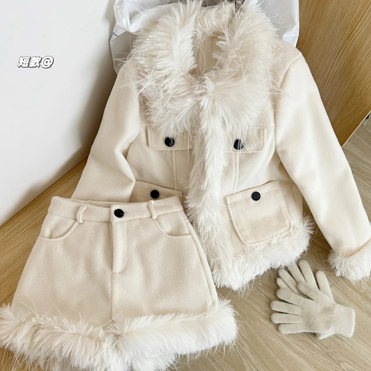 Maxy Tweed Suit Woman Korean 2 Piece Dress Set Winter Elegant Fashion Tops Cardigan + Slim Bodycon Y2k Mini Skirt Chic clothing