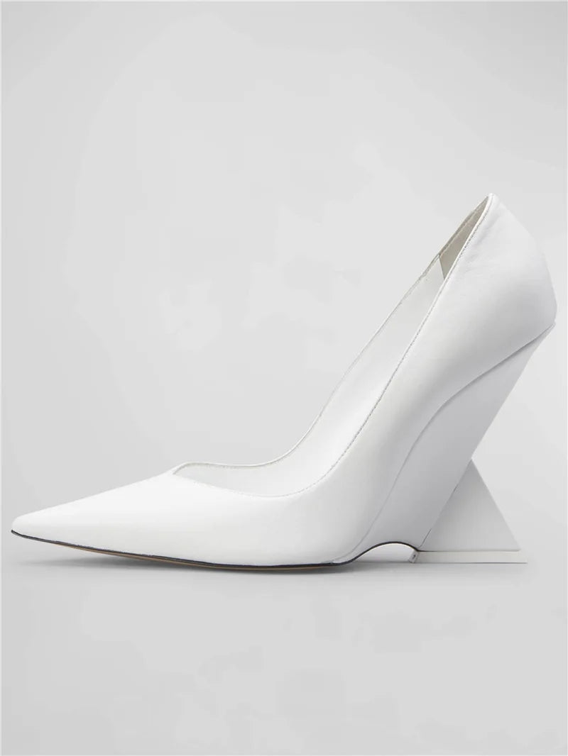 Maxy Women Heels Pumps Designer Shoes Patent Leather Pointed Toe Slingback Shallow Luxury Brand Strange Heel Woman Shoes