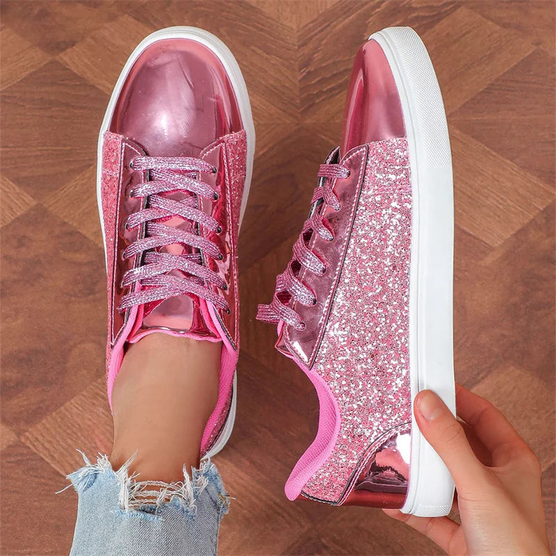 Amay Hot Fashion Red Women's Sneaker Comfortable Flat Low Cut Casual Sneaker Shoes Women Autumn Mirrors Plus Size 46 Skateboard Shoes