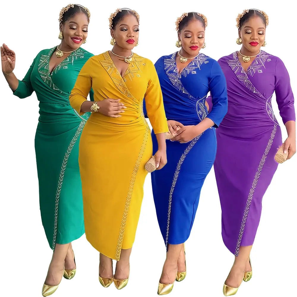 Amay Dresses for Women Plus Size Clothes Elegant Muslim Wedding Party Long Dress Dashiki Ankara Turkey Outfits Gown