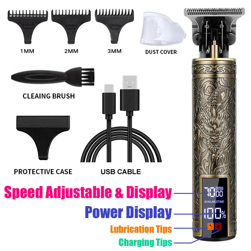Maxy New Retro T9 Hair Clipper For Men, Electric Shaver, Rechargeable Hair Clipper, Portable Cordless Beard Trimmer