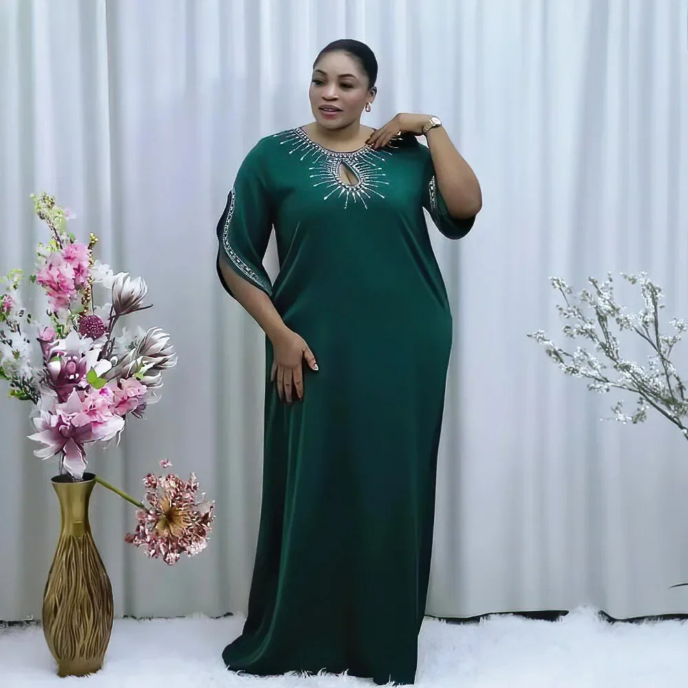 Maxy Diamonds Dresses for Women Evening Party Maxy Dress Ankara Dashiki Clothing Dubai Abaya Kaftan Wedding Gown