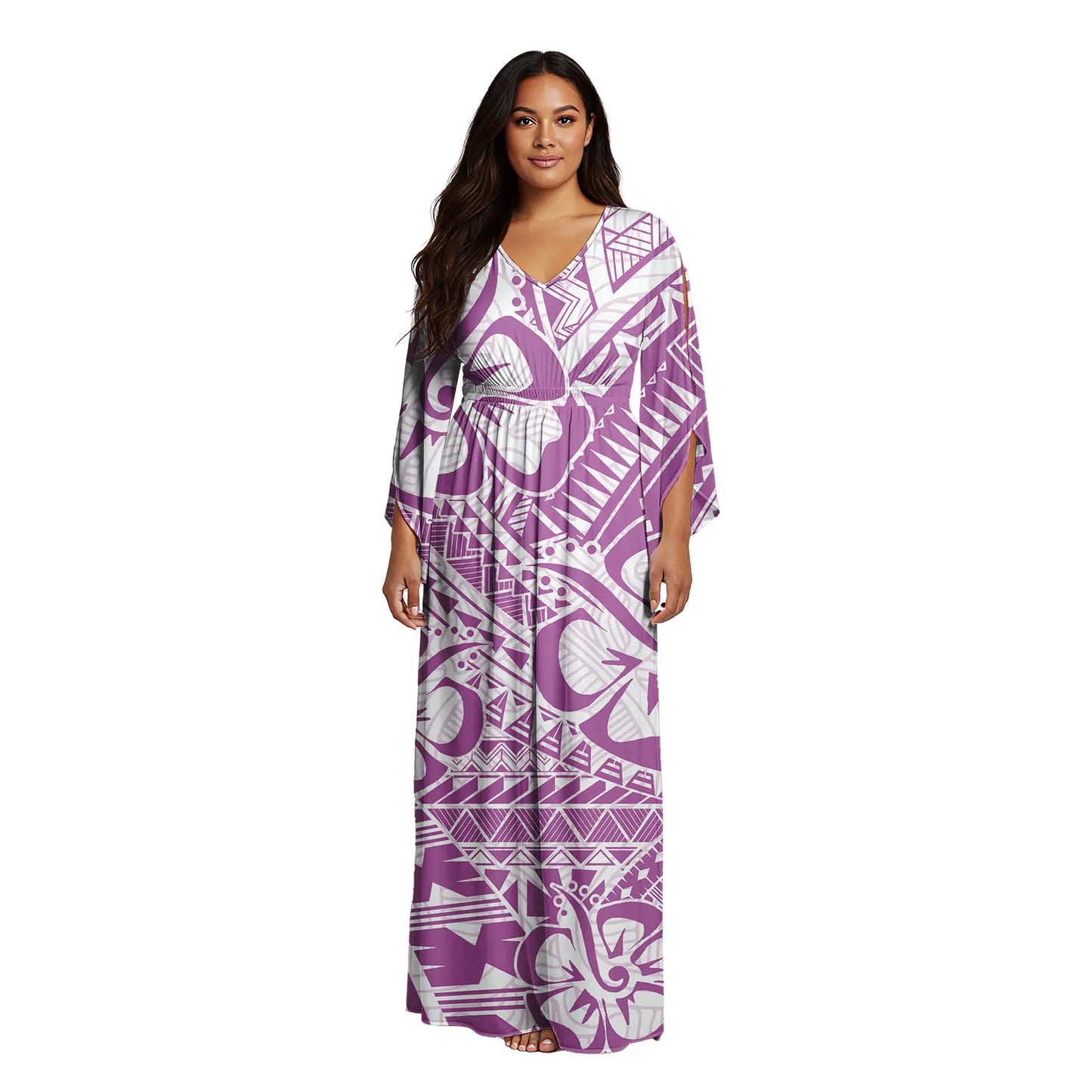 Maxy Latest Women's V-neck Dress Custom Sexy Evening Gown Polynesian Samoan Tribal Pattern Design Casual Dress