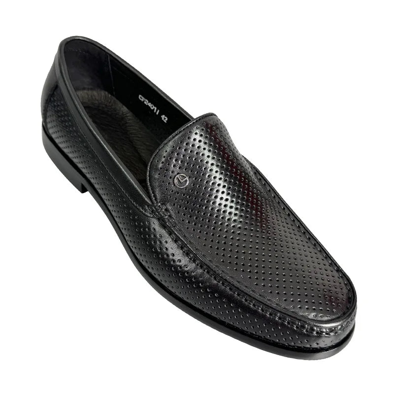 Amay Italian Style Black Men Loafers Shoes High Quality Slip On Genuine Leather Moccasins Dress Shoes for Men Business Formal Shoes