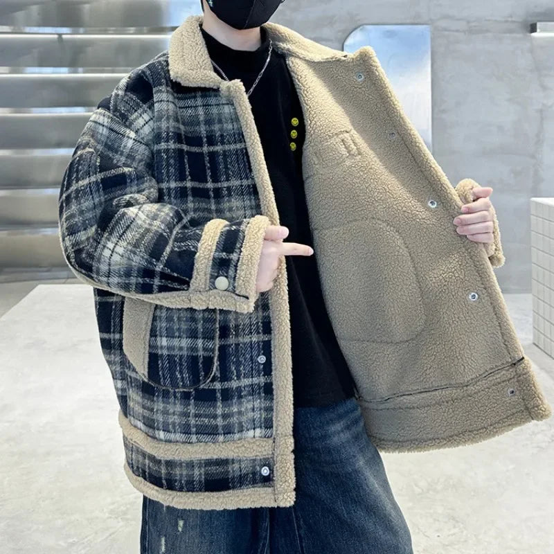 Amay Boys Woolen Coats Jackets Plus Thicken Vintage Warm Velvet Winter Autumn Cotton Tracksuit Sport Children's Clothing