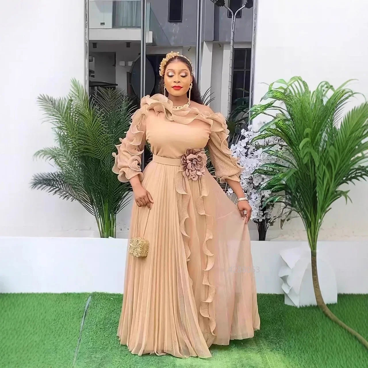Amay Plus Size Evening Dresses for Women Luxury Solid Gown Elegant Wedding Party Long Dress Ankara Ladies Clothing Outfits