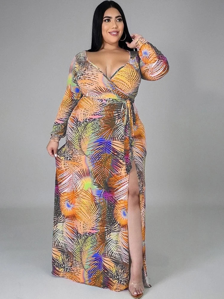 Woman Maxi Dress Long Sleeve Floral Dress Ladies Casual Plus Size 3xl Dress Chic and Elegant Wholesale Bulk Dropshipping