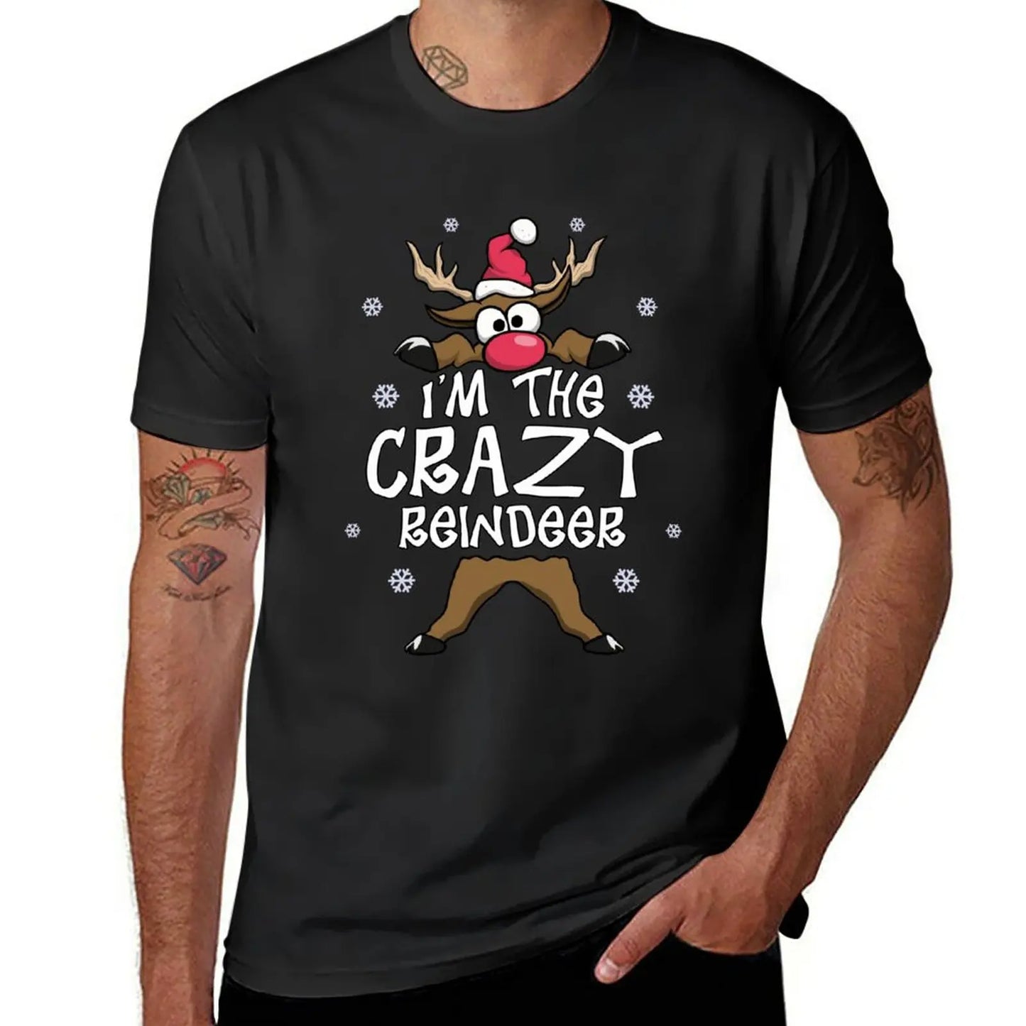 I’m The Crazy Reindeer Family Matching Christmas Pajamas T-Shirt Tee shirt korean fashion fitted t shirts for men