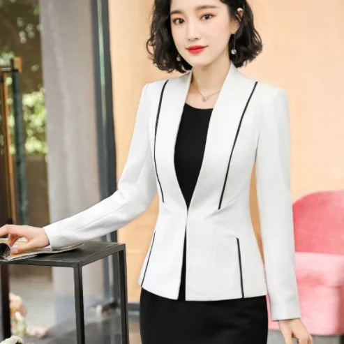 Maxy White Women Formal Dress Suit Ladies Elegant Business Office Wear Blazer Suits Long Sleeve Blazer Jacket Dresses Plus Size