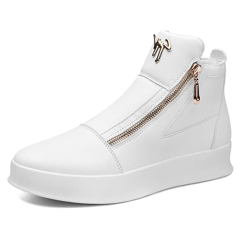 Maxy Fashion High Top Leather Casual Sneaker Men Black Platform Sneakers  Designer Superstar Shoes Men Hip Hop Streetwear Shoes