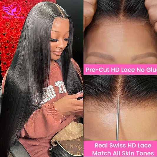 Amay Density Glueless Wig Human Hair Hd Lace Frontal Wig 30 Inch 5x5 Straight Lace Front Wig 360 Full Lace Front Wig Pre Plucked