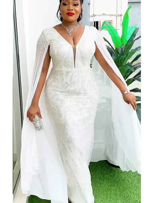 Maxy Plus Size Party Dresses for Women Dashiki Ankara Sequin Wedding Evening Gown Sexy Bodycon Maxy Long Dress Clothes